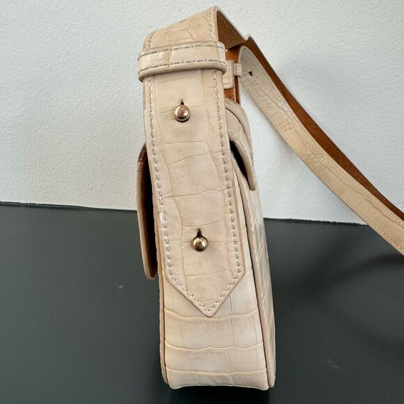 Most Wanted Crocodile Print Embossed Small Leather Saddlebag Mini Crossbody - Picture 7 of 10